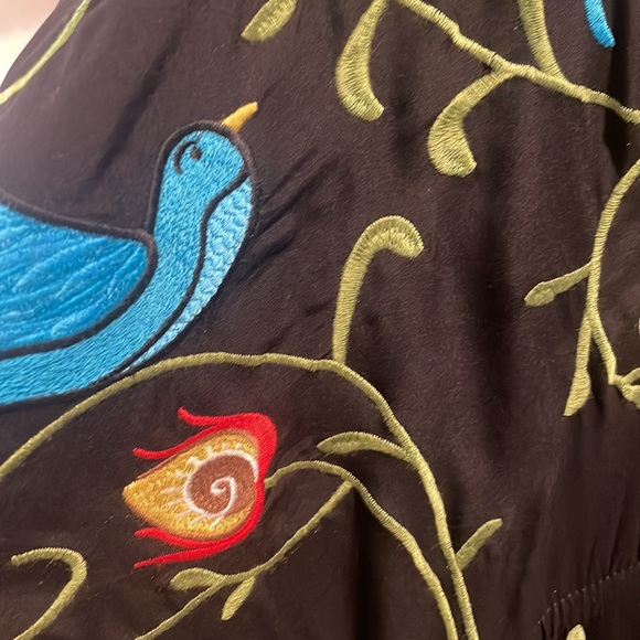 28.LAST 1! OVERSIZED Black Bohemian Embroidered Button Down Maxi Dream Dress - Picture 4 of 7